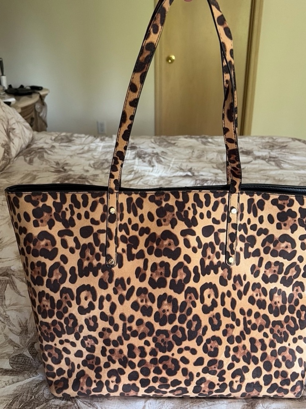 INC International Concepts Leopard Print Tote Bag in Tan and Brown